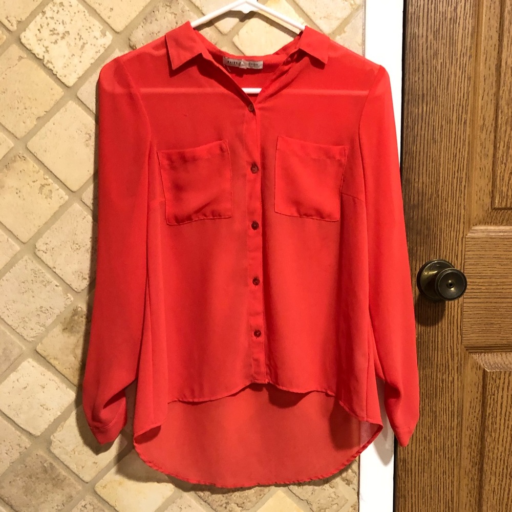 Button Down Sheer Blouse